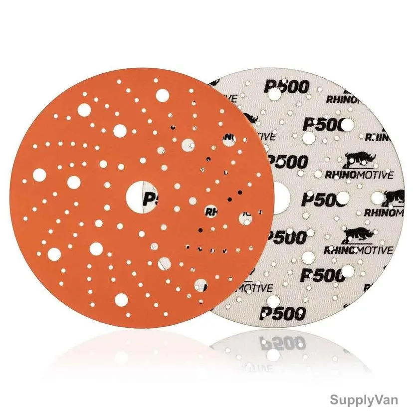 Rhinomotive Premium Extreme+ Multi-Hole Sanding Disc, R1514, 150MM, P500, Orange, 50 Pcs/Box — image 1