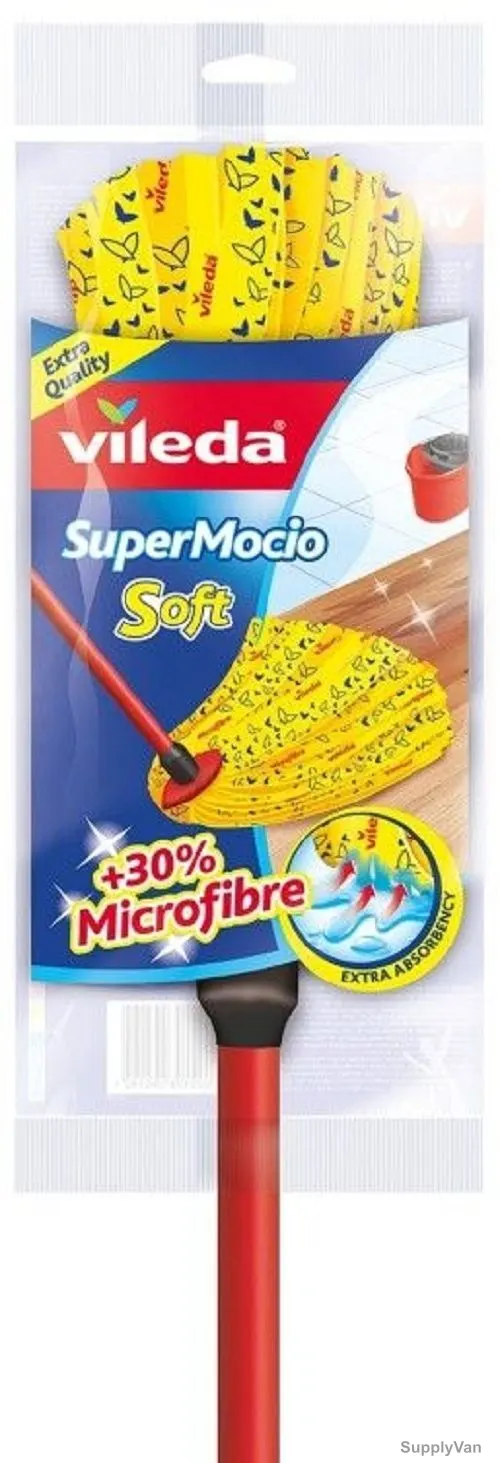Vileda Floor Mop W/ Stick, VLFC141751, Supermocio, Soft, Yellow
