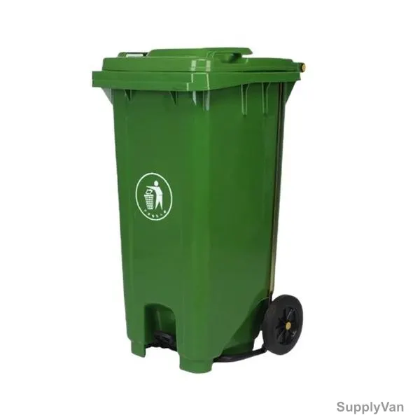 Swish Garbage Bin With Wheel and Pedal, Plastic, 120 Ltrs, Green