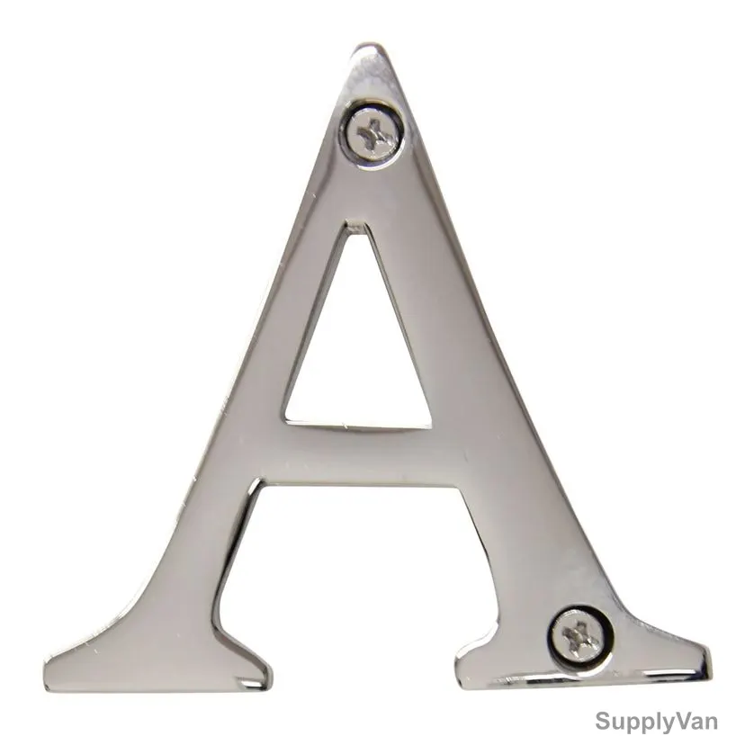 Chrome Plated House Door Letter "A", KT-1991, 2 Inch, Aluminium, Silver