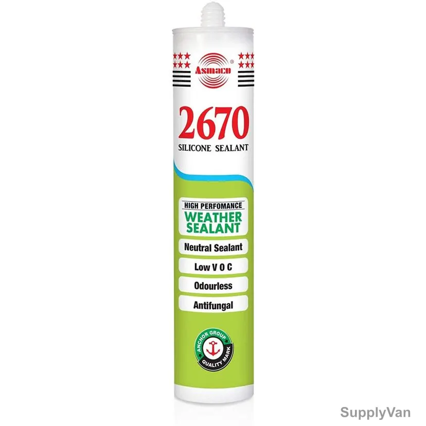 Asmaco Weather Proofing Silicone Sealant, 2670, 280ML, Clear, 24 Pcs/Carton