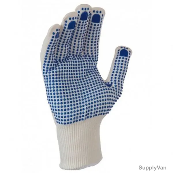 Seamless Single Side Dotted Gloves, MGE, Free Size, Cream, PK12