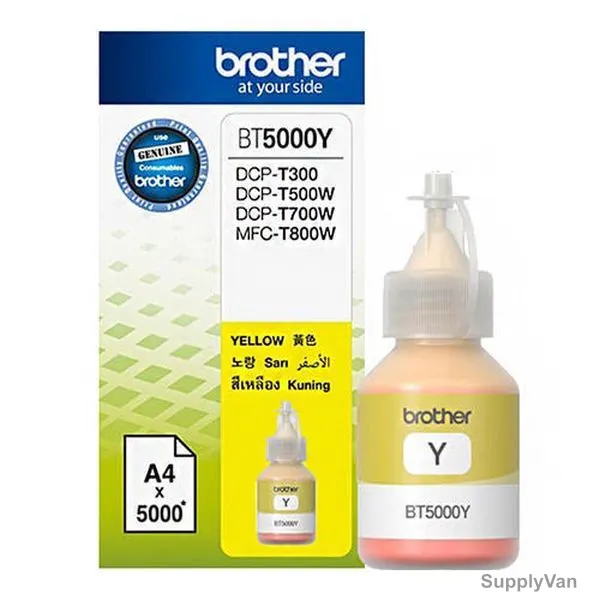 Brother Inkjet Ink Bottle, BT5000Y, 5000 Pages, 48.8ML, Yellow