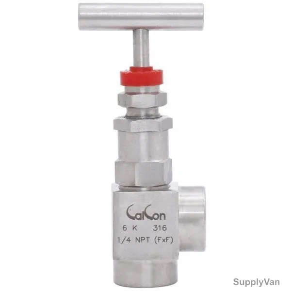 Calcon Angle Type Needle Valve, 1/4 Inch, FxFNPT