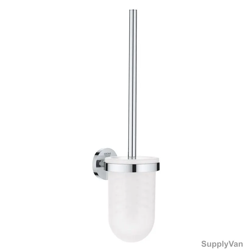 Grohe Toilet Brush Holder, 40374001, Essentials, Glass/Metal, 398CM Height, Starlight Chrome Finish — image 1