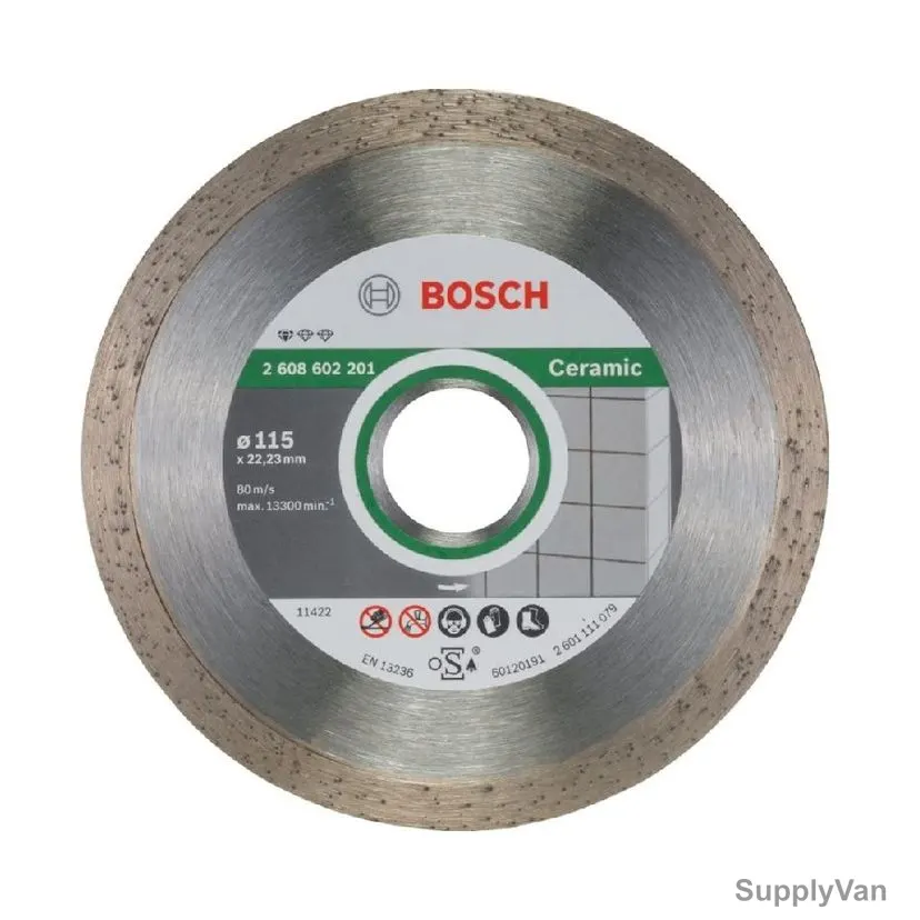 Bosch Ceramic Diamond Cutting Disc, 2608602201, 1.6MM Cutting Width, 22.23MM Bore Dia x 115MM Dia
