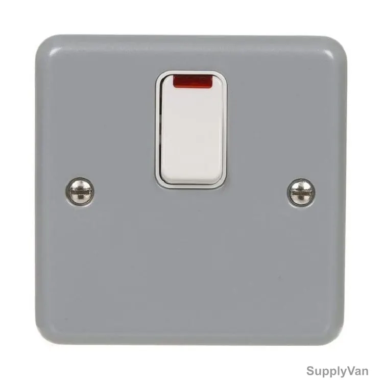Mk DP Switch With Neon, K5232ALM, Metalclad Plus, IP2XD, 1 Gang, 20A, Aluminium