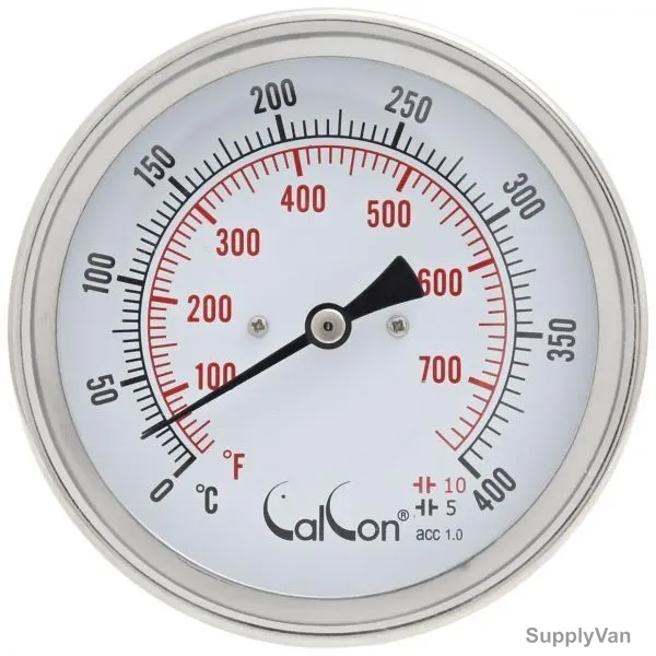 Calcon Bi-Metal Temperature Gauge, CCTB18D, 80x150MM, 1/2 Inch, NPT, 0-400 Deg. C