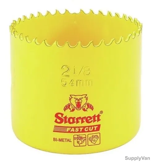 Starrett Hole Saw, FCH0218, High Speed Steel, 54MM, 5.5 TPI, Yellow