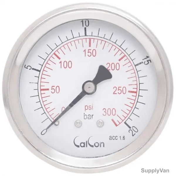 Calcon Pressure Gauge, CC18D, 63MM, 1/4 Inch, NPT, 0-20 Bar