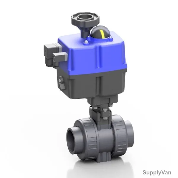 Effast Metric Solvent Welded Electric Actuated Ball Valve, BDREBK1YA0160, BK1 Series, PVC-U, 16MM