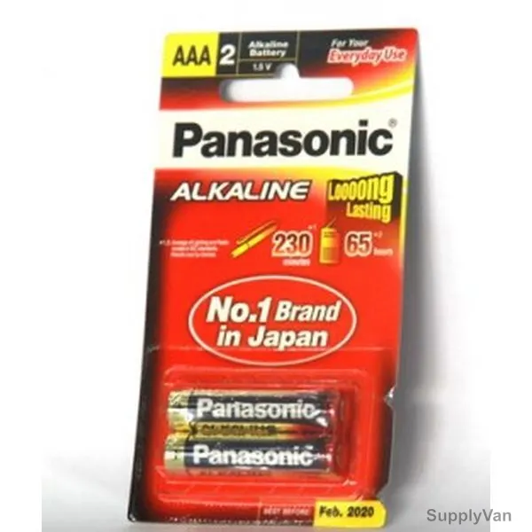 Panasonic Alkaline Battery, LR03-AAA, 1.5V, 2 Pcs/Pack
