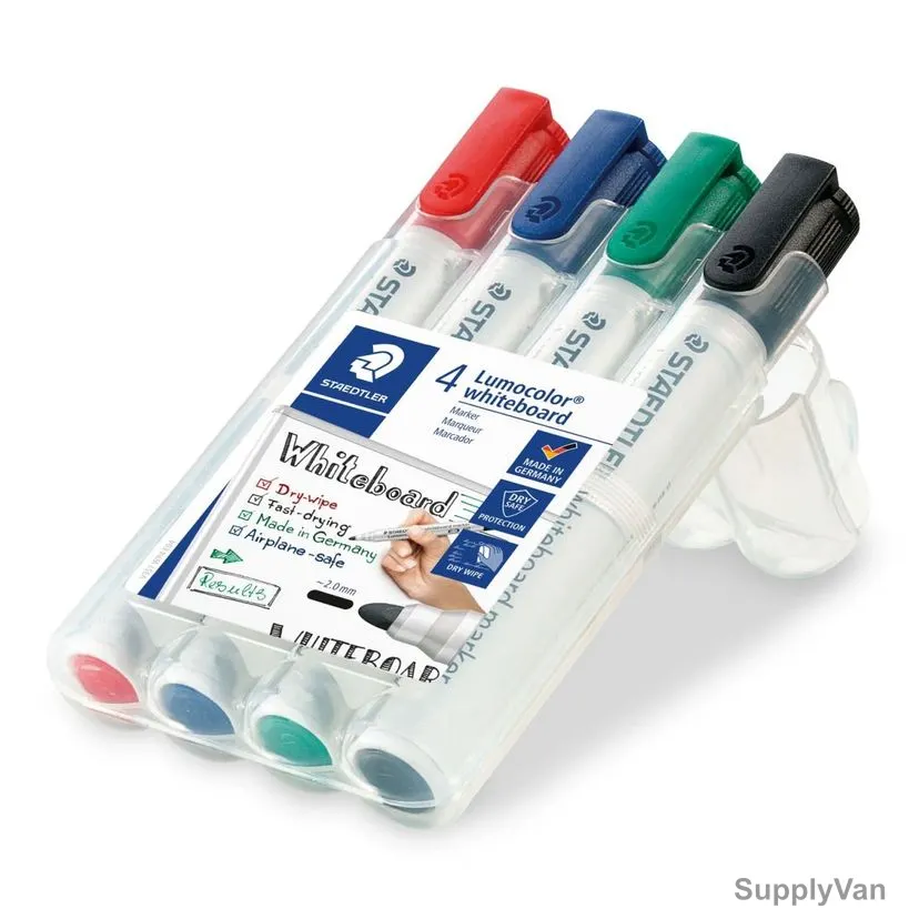 Staedtler Whiteboard Marker, 351, Lumocolor, Plastic, 2MM, Multicolor, 4 Pcs/Pack — image 1