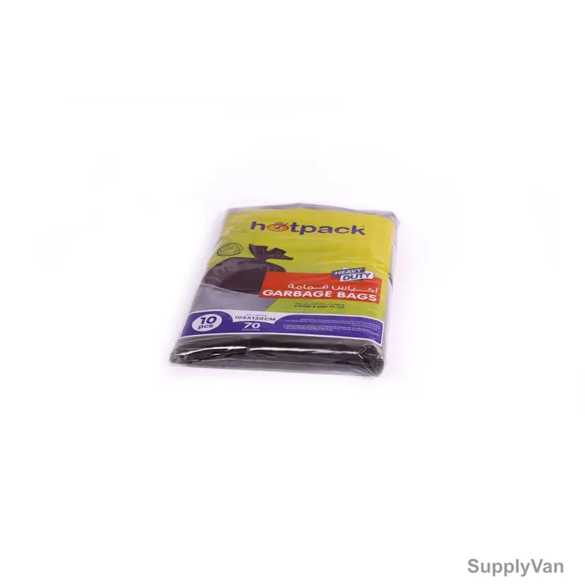 Hotpack Garbage Bag, G105130, 70 Gallon, 105CM Width x 130CM Length, Black, 10 Pcs/Pack