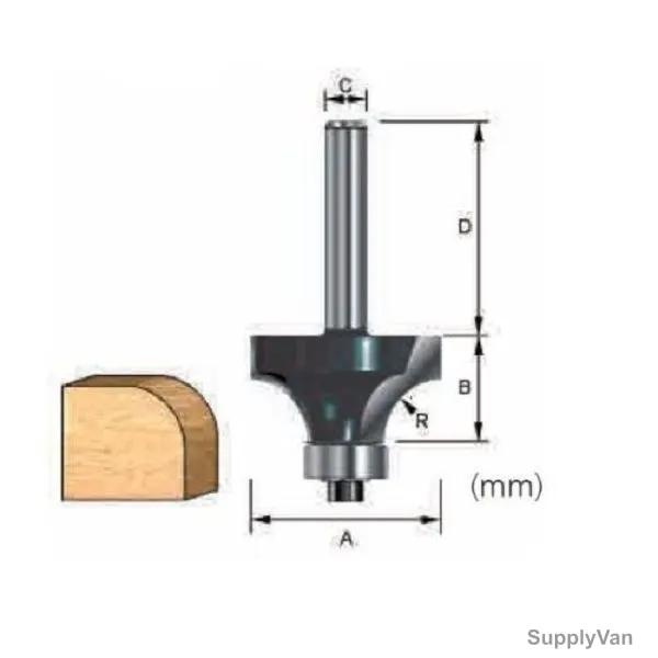 Makita Round Over Router Bit, D-12669, 38.1x19MM