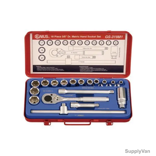 Genius Metric Hand Socket Set, GS-319M1, 19PCS