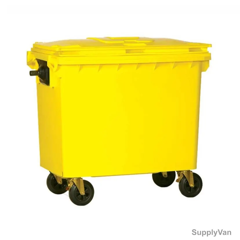 Palletco Mobile Garbage Bin, HDPE/PP, 1220MM Length x 760MM Width, 600 Ltrs Capacity, Yellow — image 1
