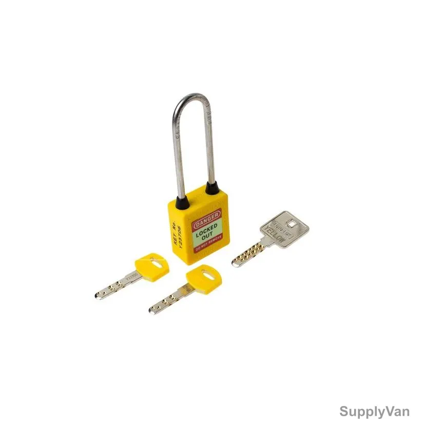 Loto-Lok Three Point Traceability Lockout Padlock, 3PTPYKDMKL80, Nylon and Stainless Steel, 80 x 5MM, Yellow