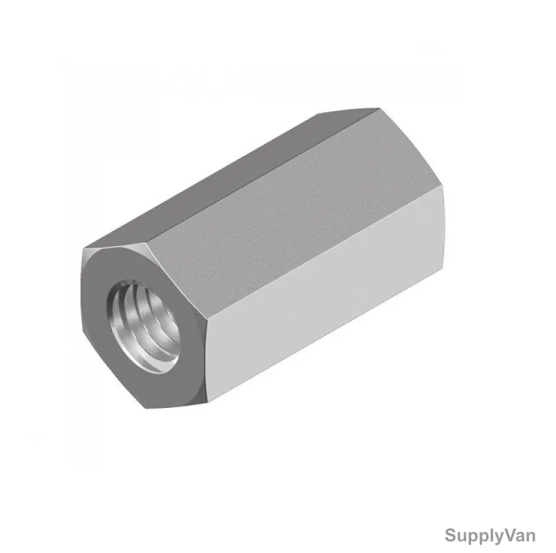 Coupling Nut, Metal, 10 x 12, Silver