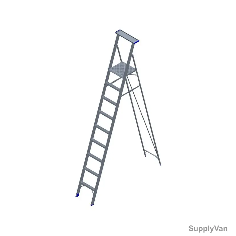 Topman Heavy Duty Platform Ladder Without Handle, APFHDAL9, Aluminium, 8+1 Steps, 150 Kg Loading Capacity