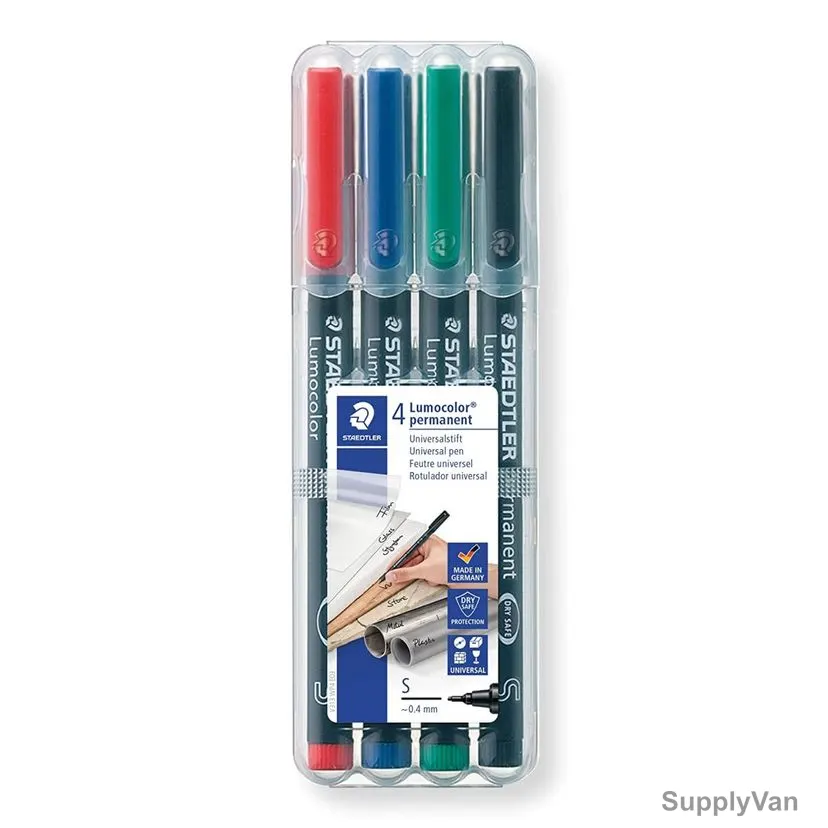 Staedtler Lumocolor OHP Permanent Marker, ST-313-WP4-S, 0.4MM Tip Size, Assorted Colors, 4 Pcs/Set — image 1