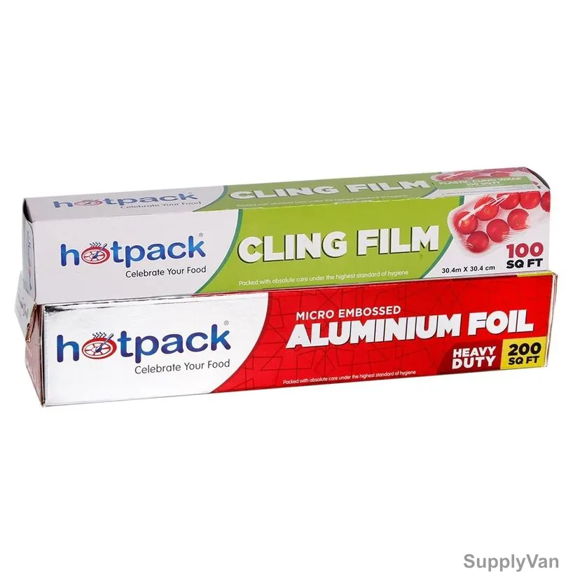 Hotpack Heavy Duty Aluminum Foil W/ Free Cling Film, ROAF200CF100, 200 sq.ft, Silver, 1+1 Free