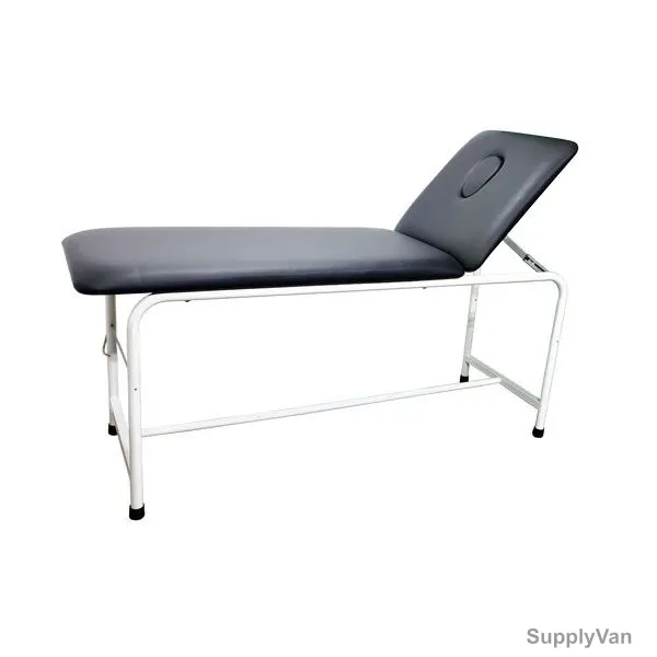 DP Metallic Examination Bed With Nose Cut, Stainless Steel/Imitation Leather, Black/White