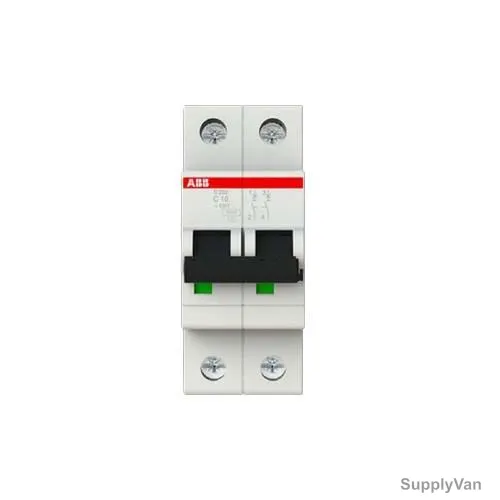 ABB Miniature Circuit Breaker, S202-C10, Curve Type C, 2 Pole, 6kA, 10A — image 1