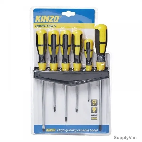 Kinzo Screwdriver Set, KNZ6SD, Yellow and Black, PK6