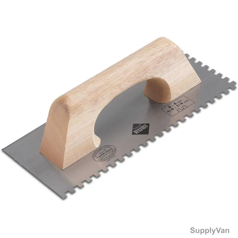 Rubi Notched Tiling Trowel With Wooden Handle, 65989, 28CM Length
