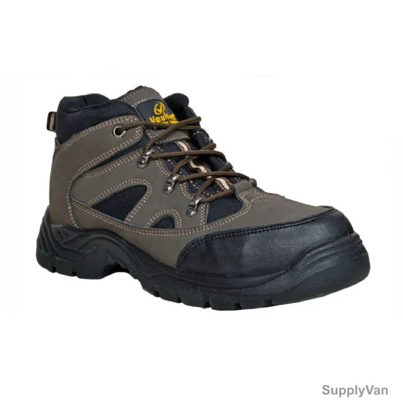 Vaultex High Ankle Safety Shoes, OJL, Nubuck Leather, Size39, Brown