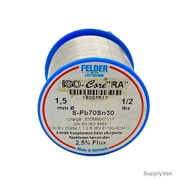 Felder Soft Soldering Wire, 18321517, Iso-Core RA, 1.5MM Dia, 227GM