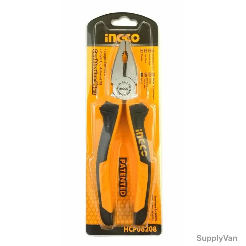 Ingco Combination Plier, HCP08208, Carbon steel, 8 Inch Length