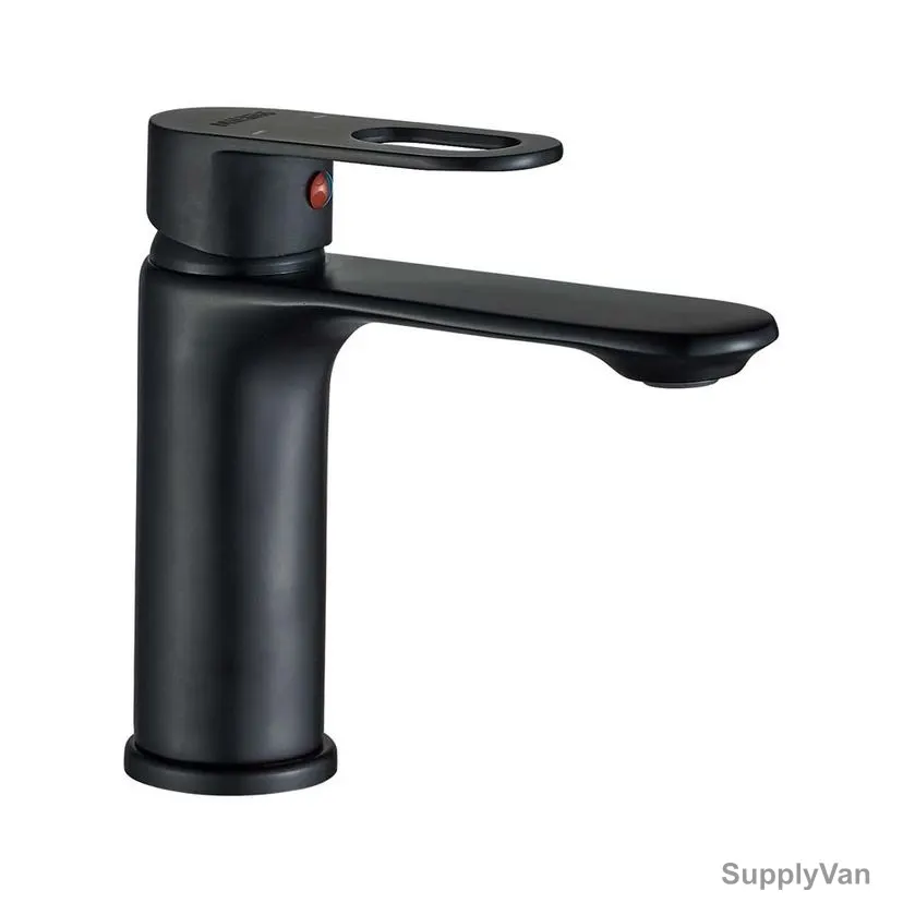 Milano Single Lever Basin Mixer, Dito, Brass, Matt Black Finish