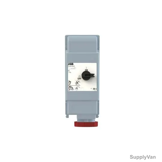 Abb Heavy Duty vertical Switched Interlocked Socket Outlet, 3125MVS6WH, 380-415V, IP67, 125A, 3P+E, Red — image 1