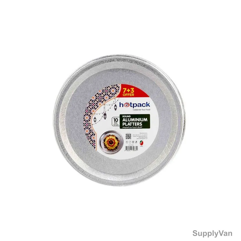 Hotpack Aluminium Platter, Round, 12 Inch Dia, 10 Pcs/Set