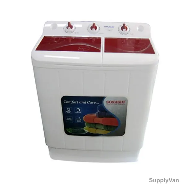 Sonashi Semi Automatic Top Loading Washing Machine, SWM-7501, 540W, 7.5 KG, White/Red — image 1