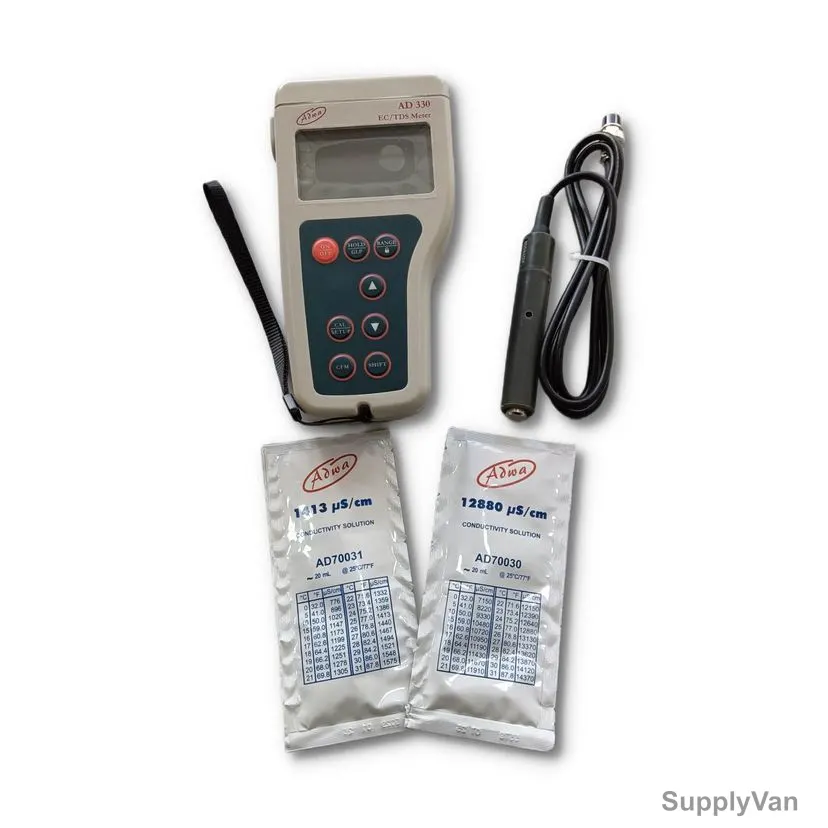 Adwa Professional Waterproof Conductivity-TDS-Temp Portable Meter, AD330, -9.9 to 120 Deg.C