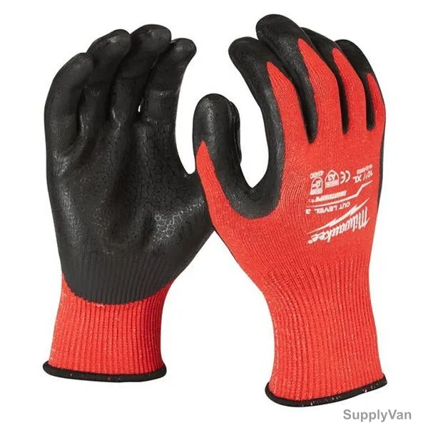 Milwaukee Dipped Gloves, 4932471422, Cut Level 3, XL, Red — image 1