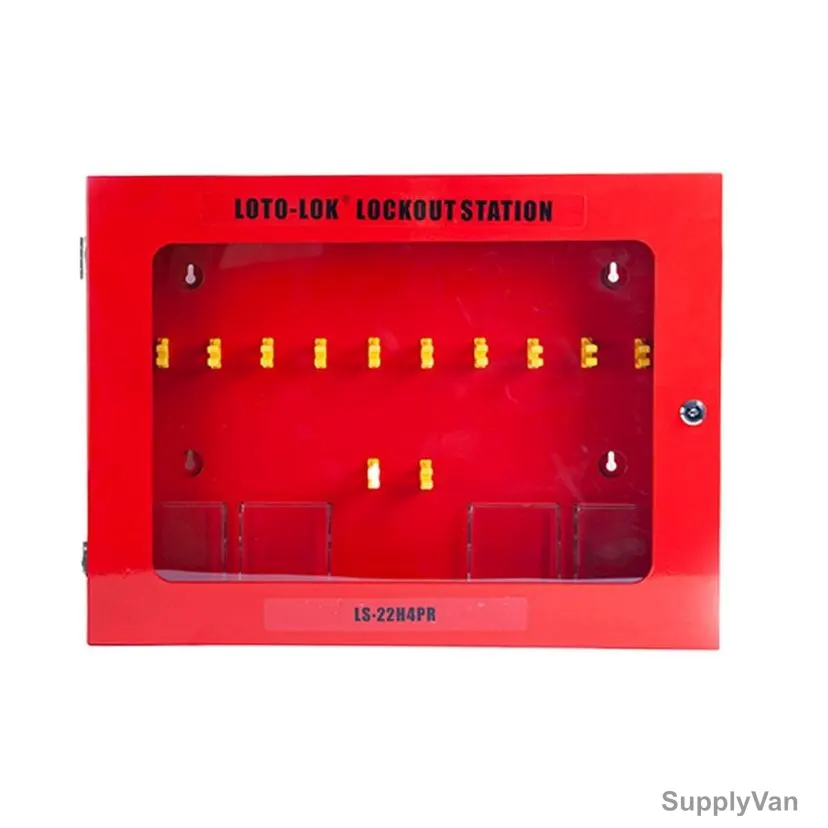 Loto-Lok Padlock Cabinet, LS-22H4PR, 20 Locks, 580 x 430MM, Red — image 1