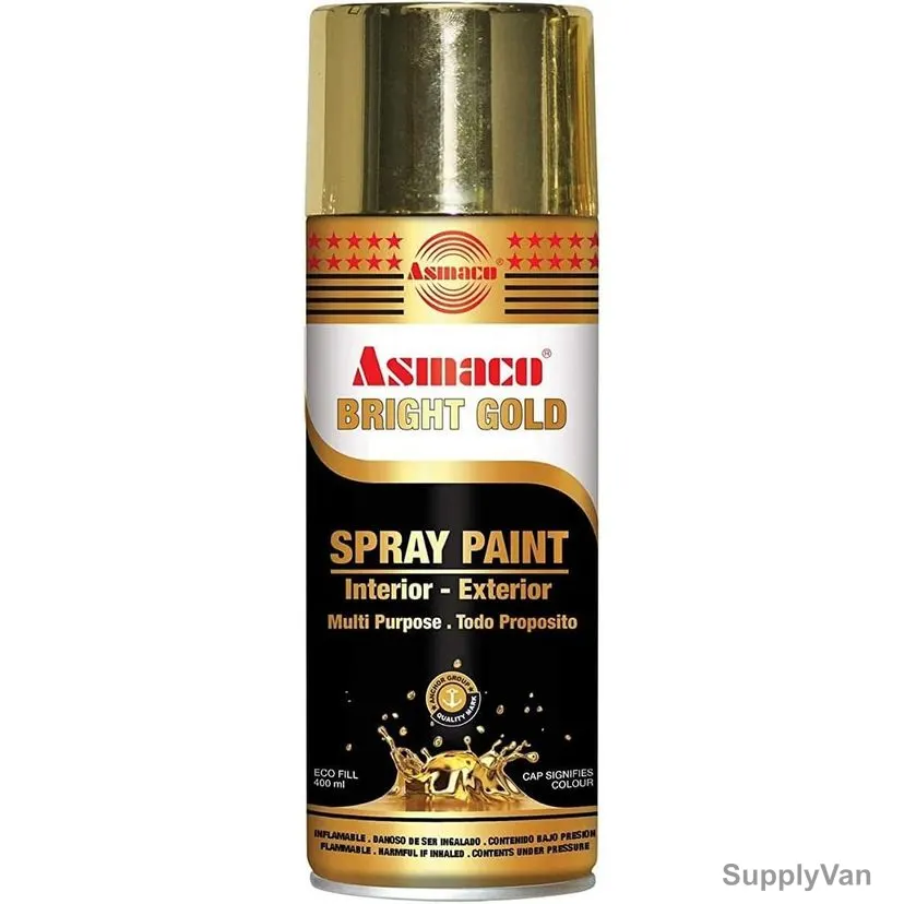 Asmaco All Purpose Interior and Exterior Spray Paint, 400ML, Gold