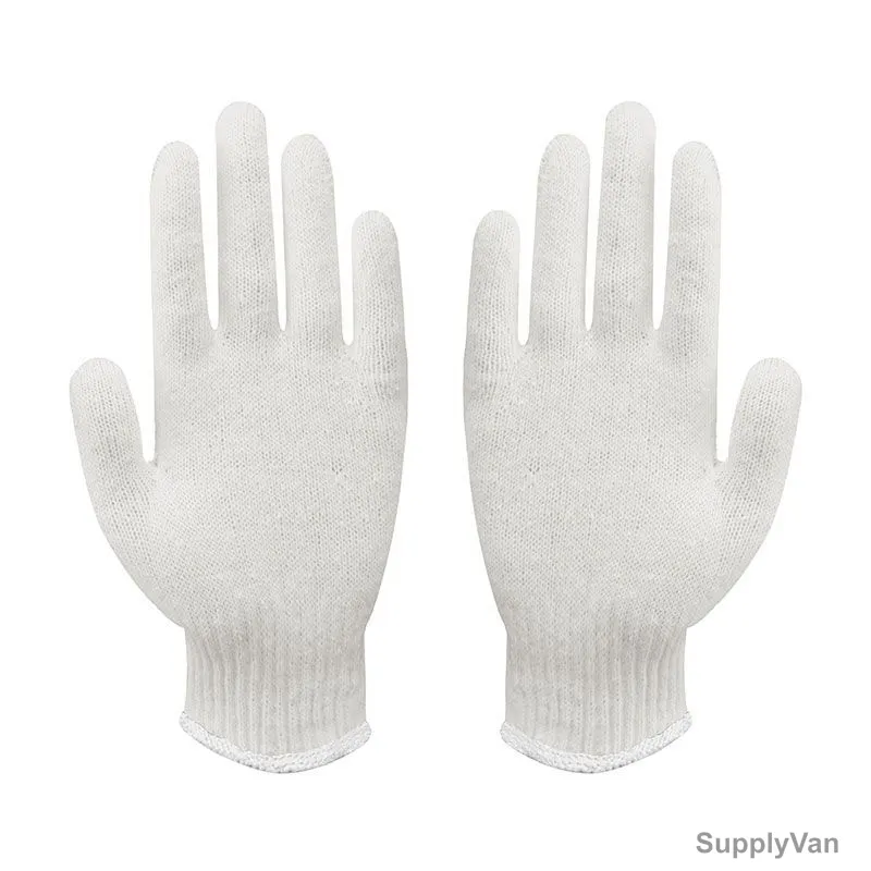 Ameriza Knitted Gloves, Cotton, Universal, 400GM, Bleach White, 12 Pairs/Pack