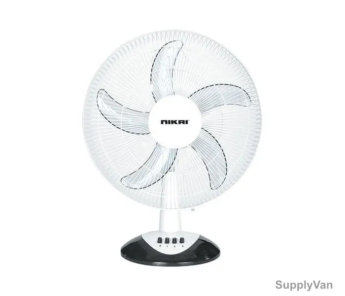 Nikai Table Fan, NTF1638T1, 5 Leaf, 16 Inch, White
