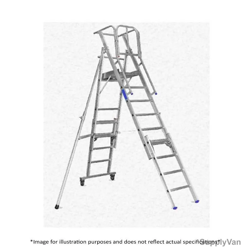 Topman Telescopic Snappy Ladder, 9+1 Steps, 500MM Width x 450MM Length Platform, Silver
