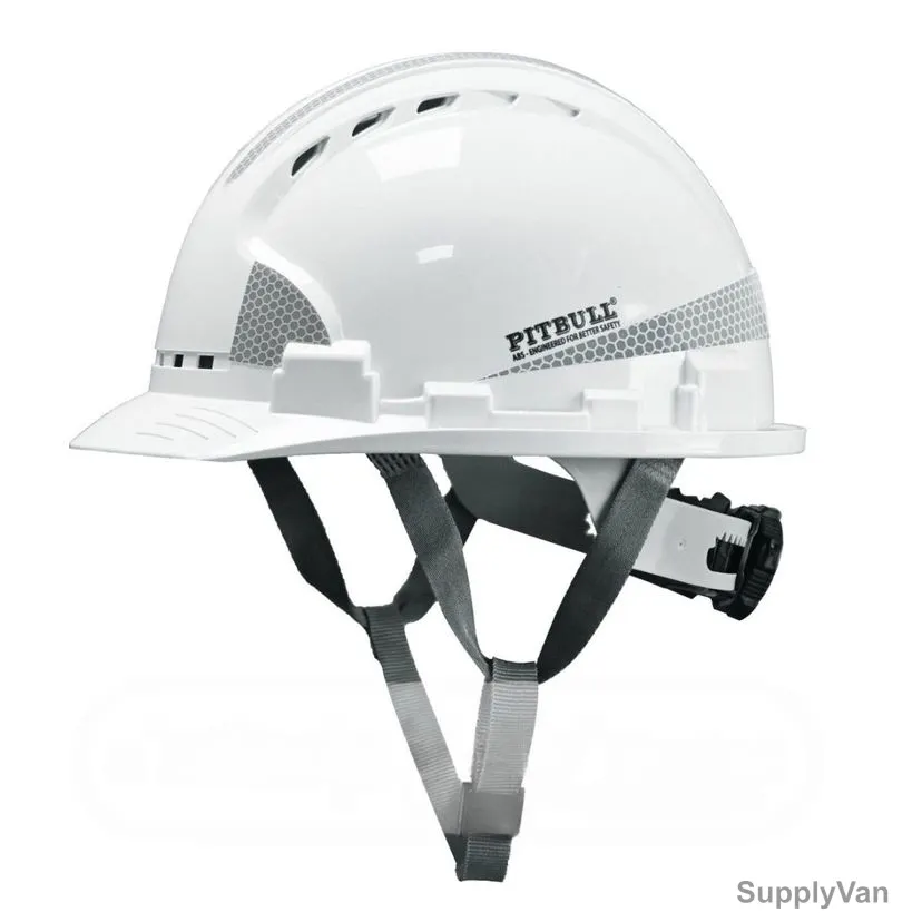 Pitbull Safety Helmet With Reflective Tape, ABS, Free Size, White