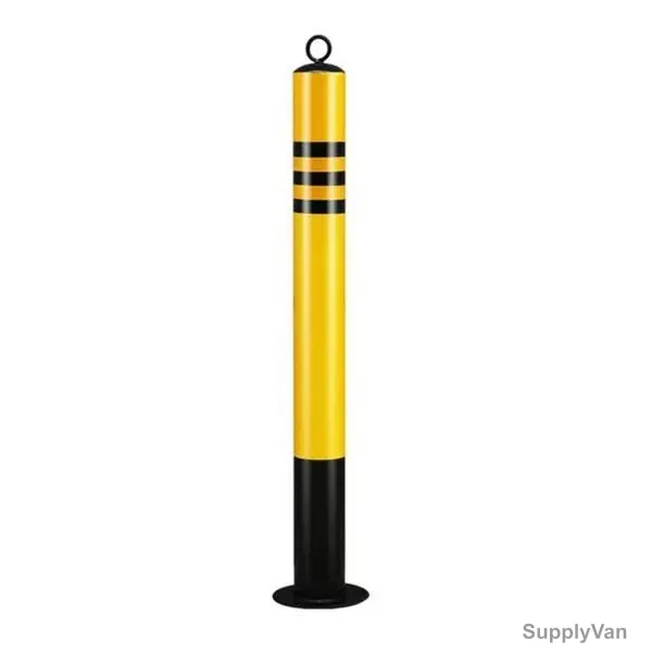 Parking Barrier Bollard Post, Steel, 7.6CM Dia x 60CM Height, Yellow/Black — image 1