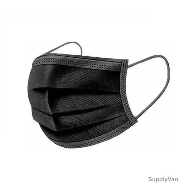 Disposable Face Mask, Non-Woven, 3 Layer, Black, 50 Pcs/Pack — image 1