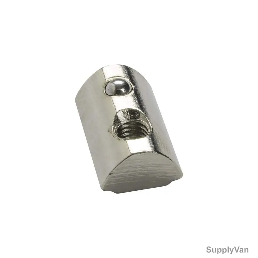 Extrusion Half Round Spring T-Nut, 30 Series, Stainless Steel, M6, PK50