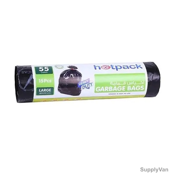 Hotpack Garbage Bag Roll, 80 x 110CM, Black, 15 Pcs/Pack