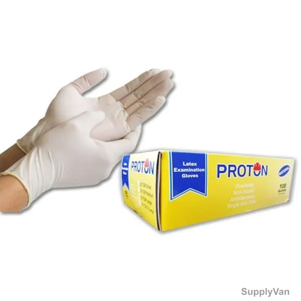 Proton Examination Gloves, Powdered, Latex, XL, Clear
